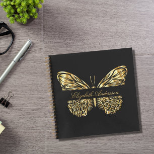 Sketchbook Schmetterling Schwarz Gold eleganter Na Notizbuch