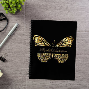 Sketchbook Schmetterling Schwarz Gold eleganter Na Notizbuch