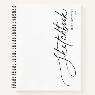 Sketchbook Script Calligraphy Minimalistisch Noteb Notizbuch