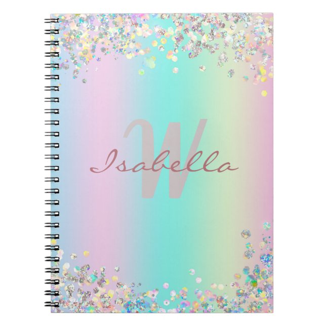 Sketchbook Unicorn Holographic Glitzer Notizblock (Vorderseite)