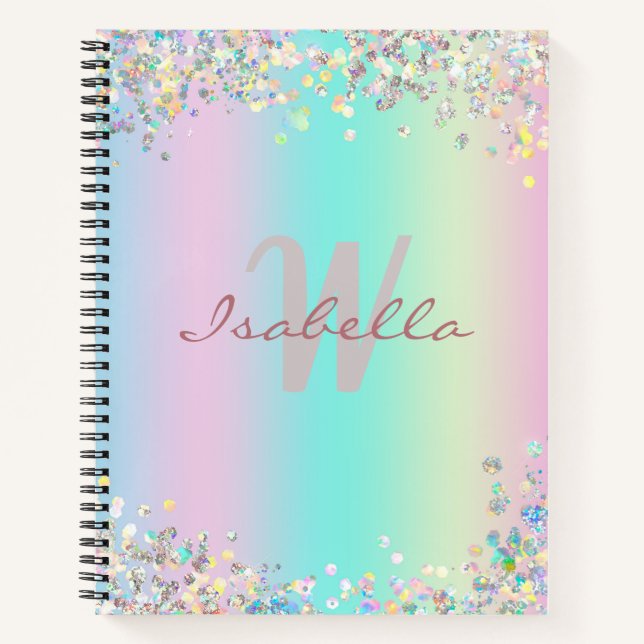 Sketchbook Unicorn Holographic Glitzer Notizbuch (Vorderseite)