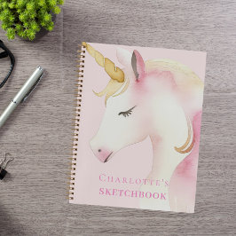 Sketchbook unicorn pink girl notizbuch