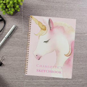 Sketchbook unicorn pink girl notizbuch