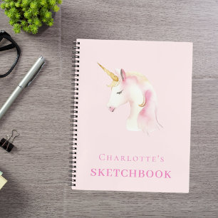 Sketchbook unicorn pink girl notizbuch
