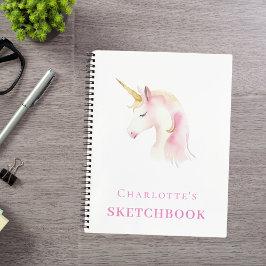 Sketchbook unicorn pinkfarbenes weißes Mädchen Notizbuch
