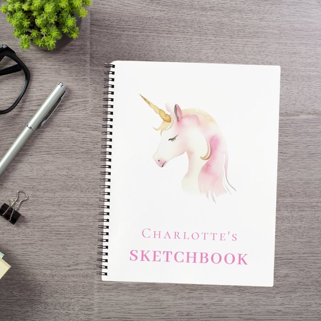 Sketchbook unicorn pinkfarbenes weißes Mädchen Notizbuch (Von Creator hochgeladen)
