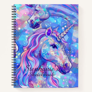 Sketchbook Unicorn Rosa Blauer Fleckname Notizbuch