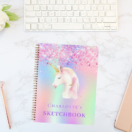 Sketchbook unicorn rosa holografisch notizbuch