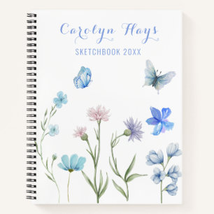 Sketchbook Wasserfarbe Pastell Wildblume Name Notizbuch