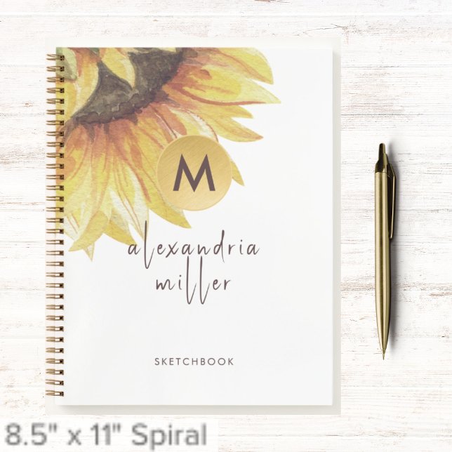 Sketchbook Watercolor Sonnenblumenmonogramm Notizbuch (Von Creator hochgeladen)