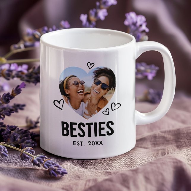Sketched Besties Heart Foto Kaffeetasse (Von Creator hochgeladen)