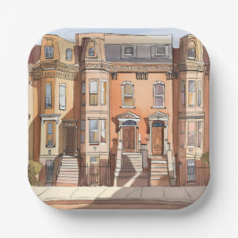 Sketched Brownstones | Boston Street Painting Pappteller