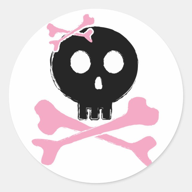 Sketched Candy Skull in Black Runder Aufkleber (Vorderseite)