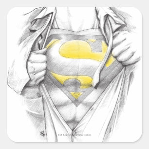 Sketched Chest Superman Logo Quadratischer Aufkleber