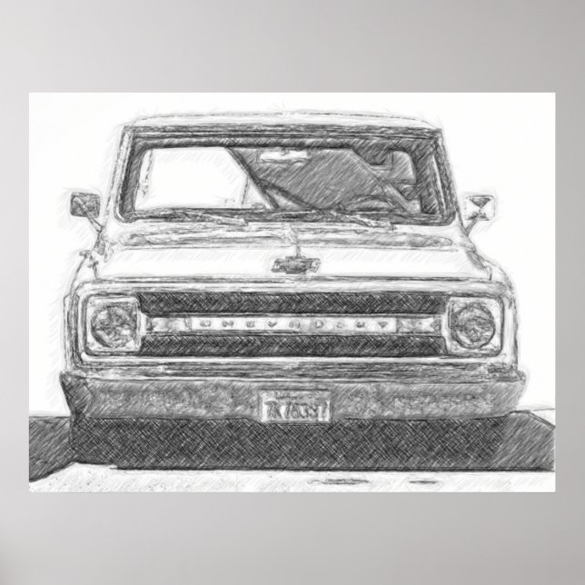 Sketched Chevy Truck Poster (Vorne)