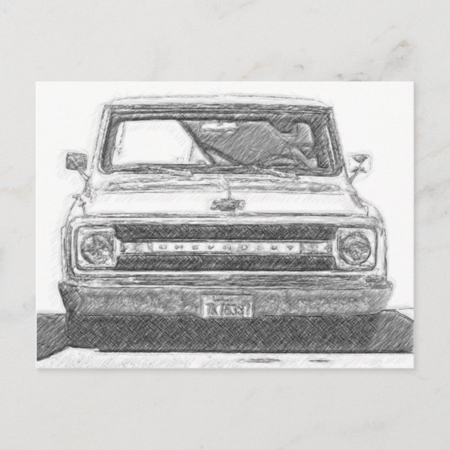 Sketched Chevy Truck Postkarte (Vorderseite)
