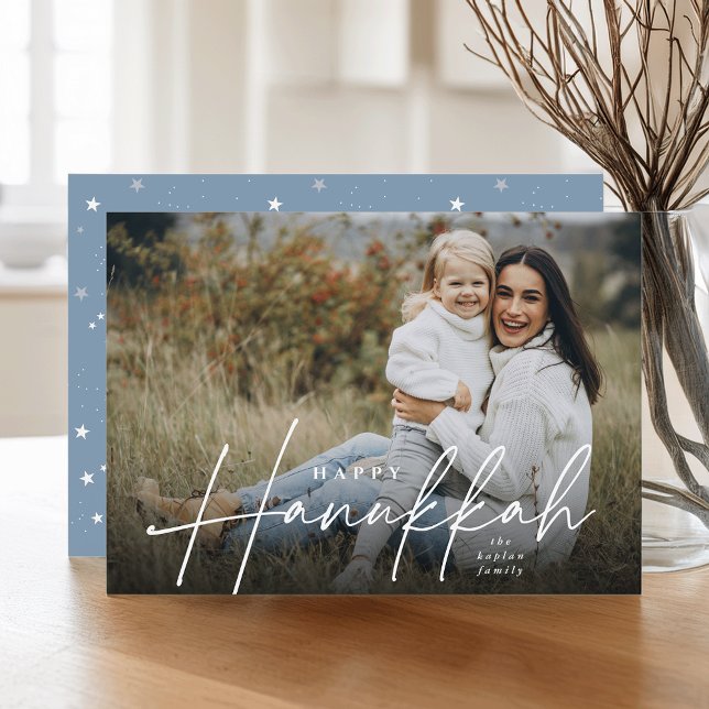 Sketched Cursive Full Foto Hanukkah Feiertagskarte (Von Creator hochgeladen)
