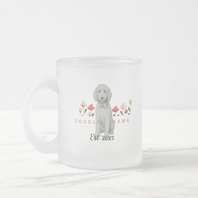 Sketched Doodle Mug with Flowers - Customizable Mattglastasse (Links)