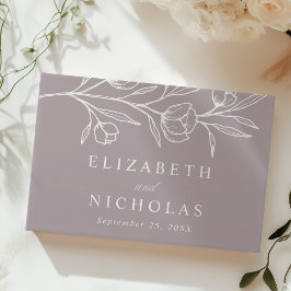 Sketched Dusty Lila Floral Foto Hochzeit Gästebuch