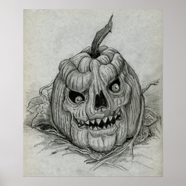 Sketched Evil Pumpkin Poster (Vorne)