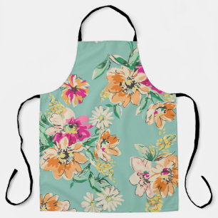 Sketched flower design in bright colors - seamless schürze