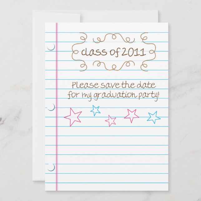 Sketched Loose Leaf Graduation Party Einladung (Vorderseite)