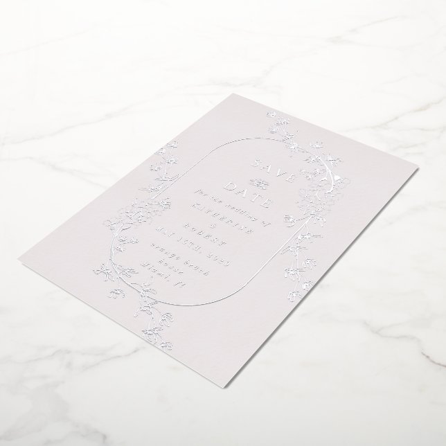 Sketched Modern Floral Wedding Foil Invitation Folieneinladung (Gedreht)