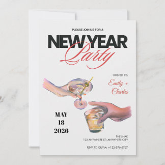 Sketched New Years Eve Party Invitation Einladung