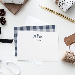 Sketched Pines Personalized Holiday Stationery Mitteilungskarte