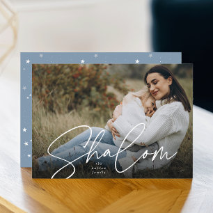 Sketched Shalom Full Foto Hanukkah Feiertagskarte