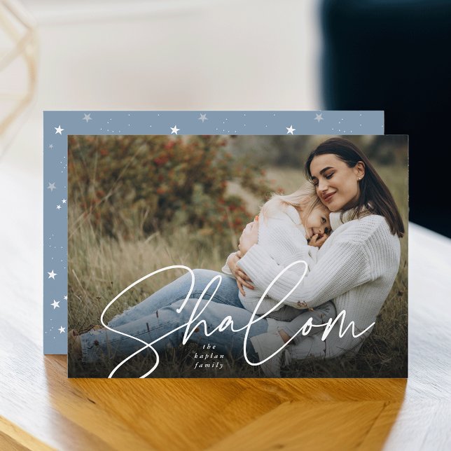 Sketched Shalom Full Foto Hanukkah Feiertagskarte (Von Creator hochgeladen)