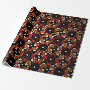 Sketched vintage flower design in red, brown and geschenkpapier