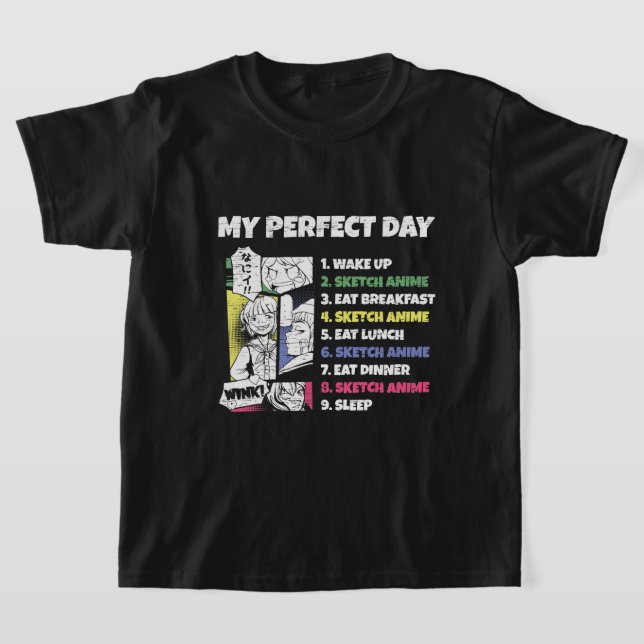Sketching Anime Perfect Day Kawaii Sketch Kinder A T-Shirt (Ablage )