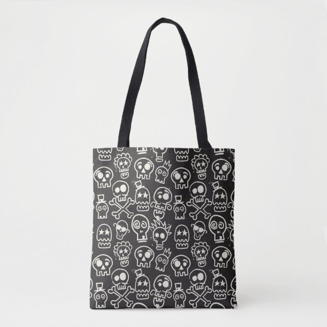 Sketchy Black Skull Nahtlose Tapete (Vorderseite)