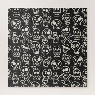 Sketchy Black Skull Nahtlose Tapete Puzzle