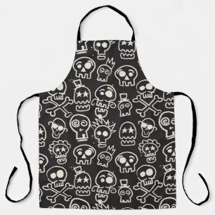 Sketchy Black Skull Nahtlose Tapete Schürze