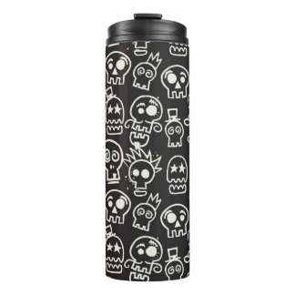 Sketchy Black Skull Nahtlose Tapete Thermosbecher