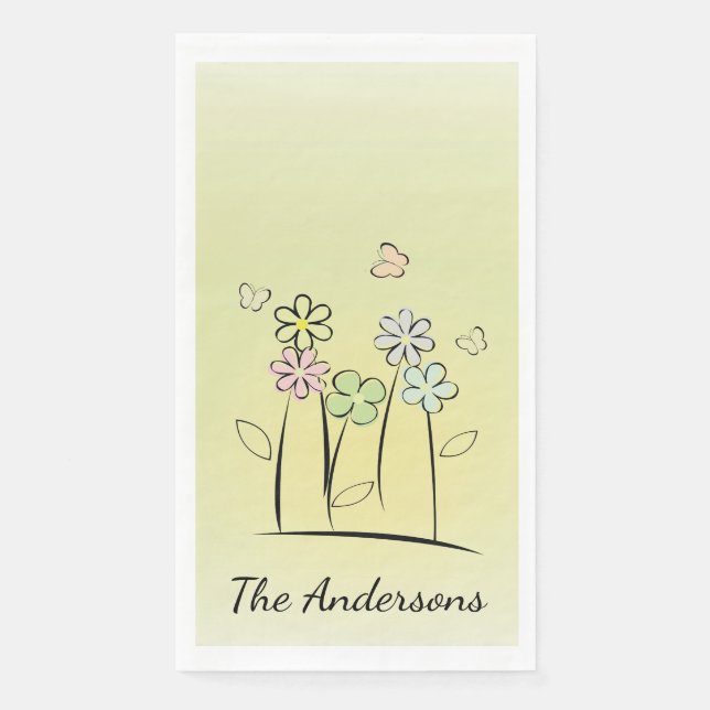 Sketchy Blume Blumenhandtuch Napkins Serviette (Vorderseite)