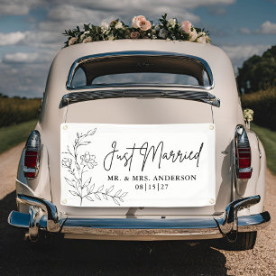 Sketchy Blume Just Married Car Banner