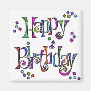 Sketchy Happy Birthday Magnet