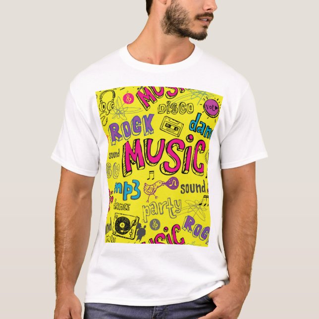 Sketchy Music Doodles - Nahtloser Hintergrund T-Shirt (Vorderseite)