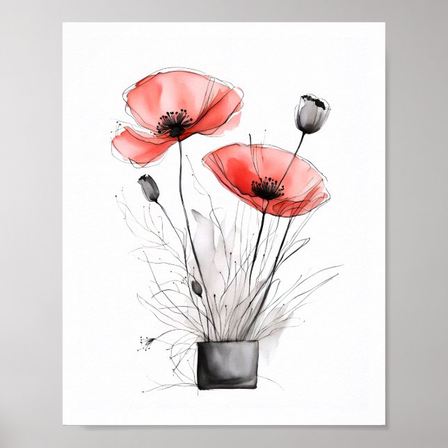 Sketchy Poppy Art Poster (Vorne)