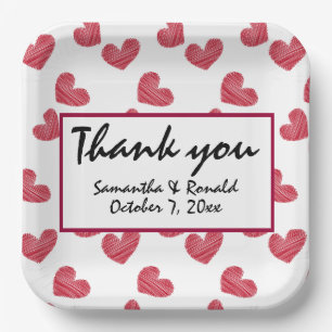 Sketchy Red Heart Wedding Pappteller
