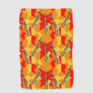Sketchy Saxophon Gray Pattern Golfhandtuch