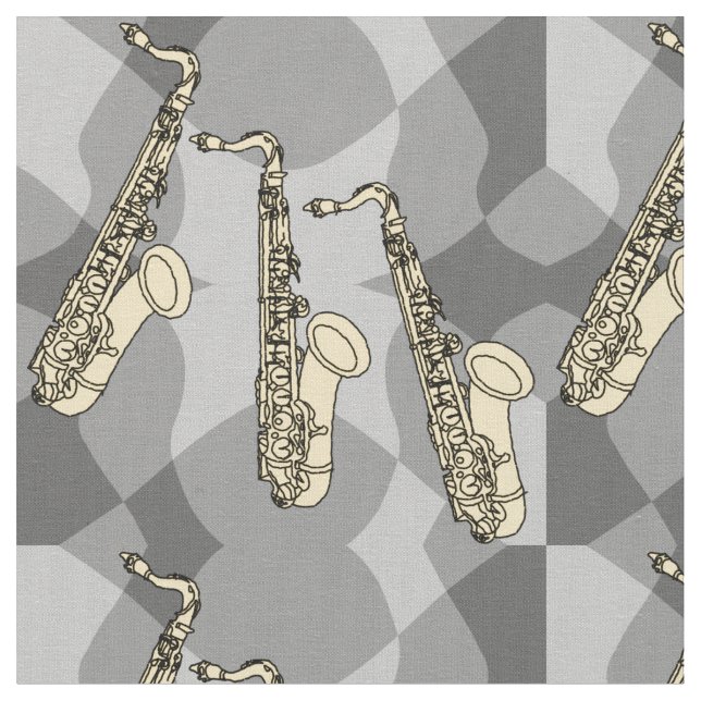 Sketchy Saxophone Muster Stoff (Nahaufnahme)
