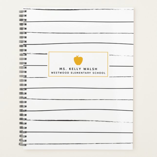 Sketchy Stripes Gold Apple Lehrer Planner Planer (Vorderseite)