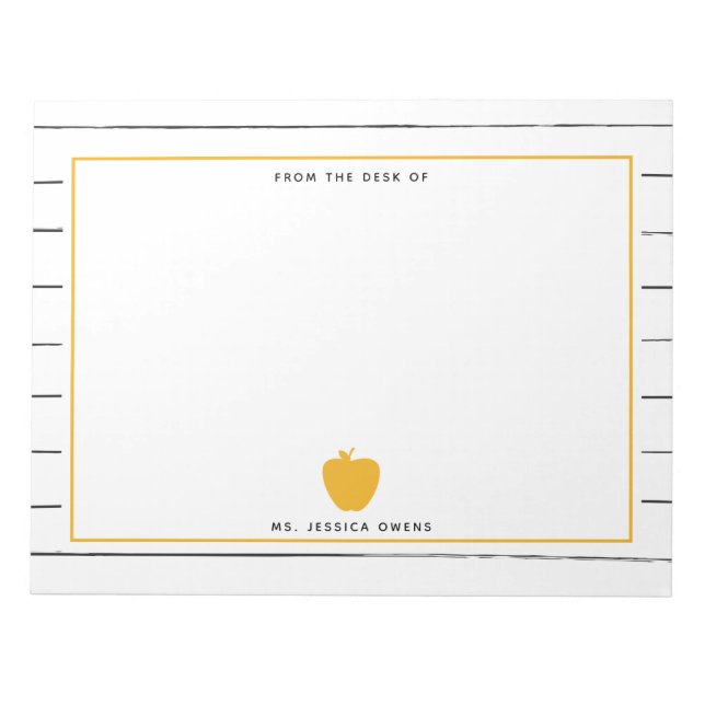 Sketchy Stripes Yellow Apfellehrer Notizblock (Vorderseite)