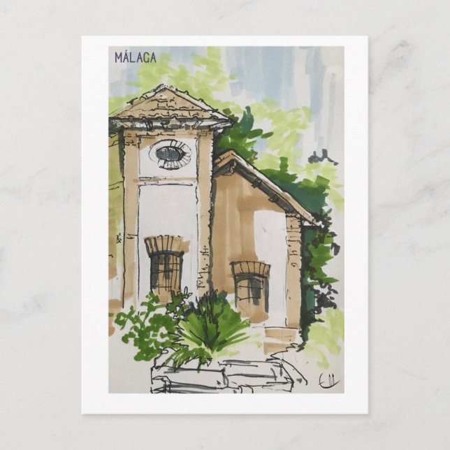 Skethchbook-Seiten. Málaga. Marker Postkarte (Vorderseite)