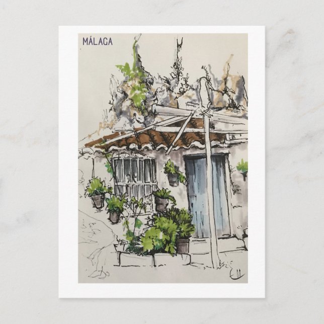 Skethchbook-Seiten. Málaga. Marker Postkarte (Vorderseite)