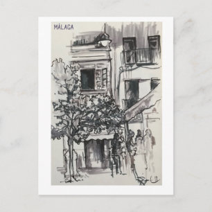 Skethchbook-Seiten. Málaga. Marker Postkarte